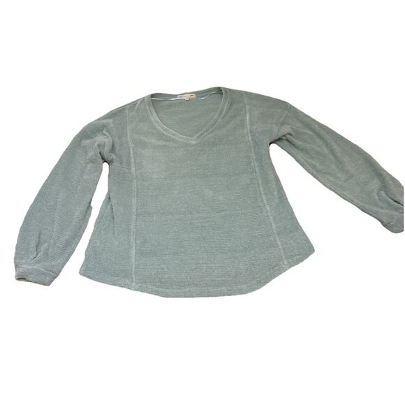 C&C California Sweater Womens Size Medium Seafoam Pullover V-Neck Knit Cotton - Picture 7 of 14